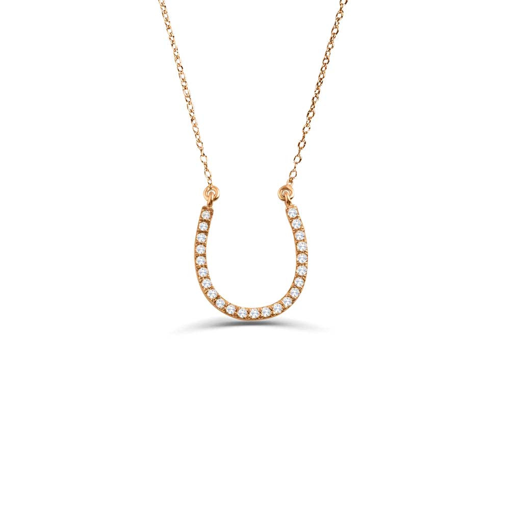 14K Diamond Large Horseshoe Necklace - view 2