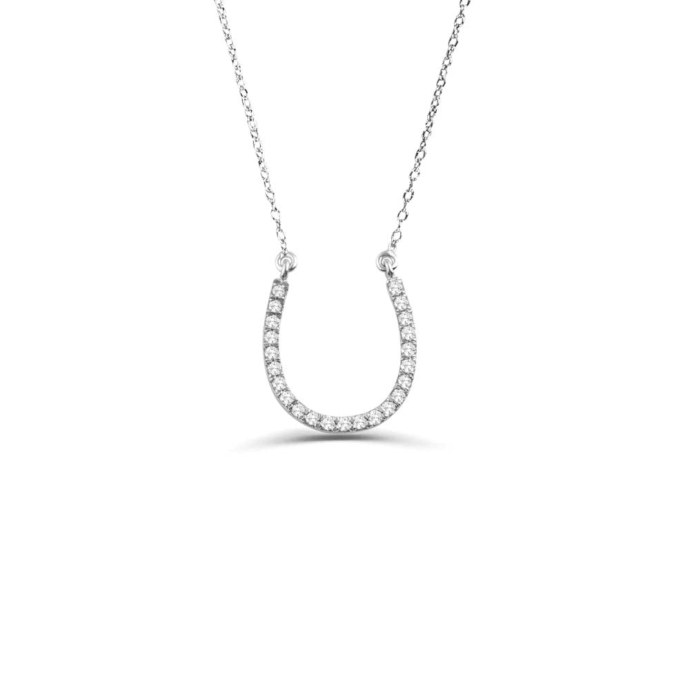 14K Diamond Large Horseshoe Necklace - view 3