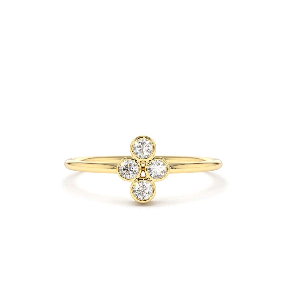 14K Gold Bezel Setting Quad Diamond Ring by Orlina Fine