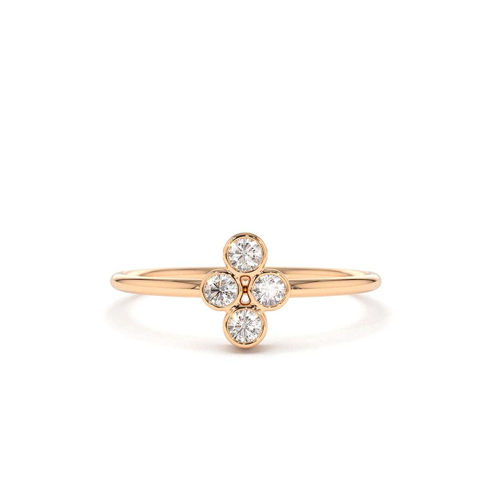 14K Gold Bezel Setting Quad Diamond Ring - view 2