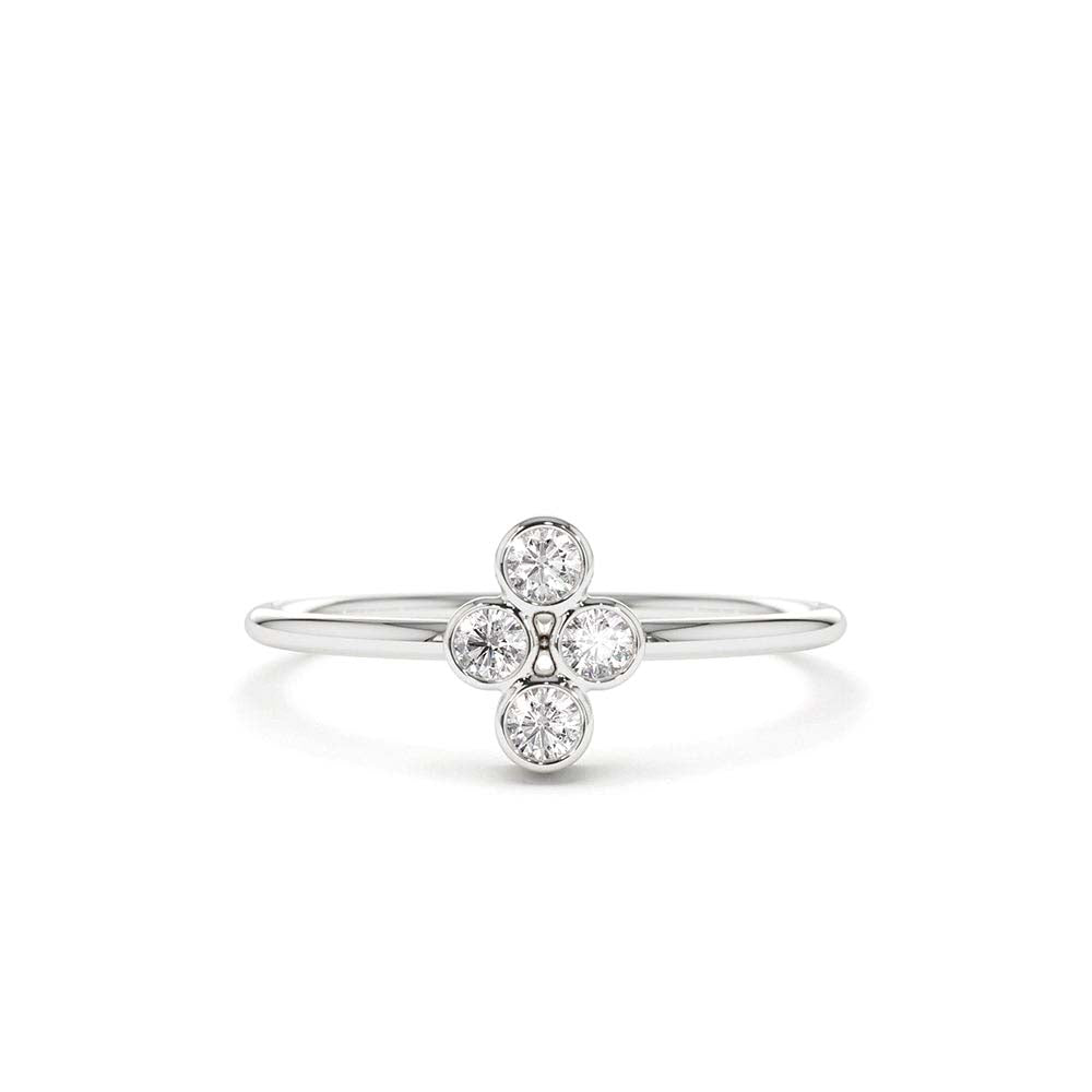 14K Gold Bezel Setting Quad Diamond Ring - view 3
