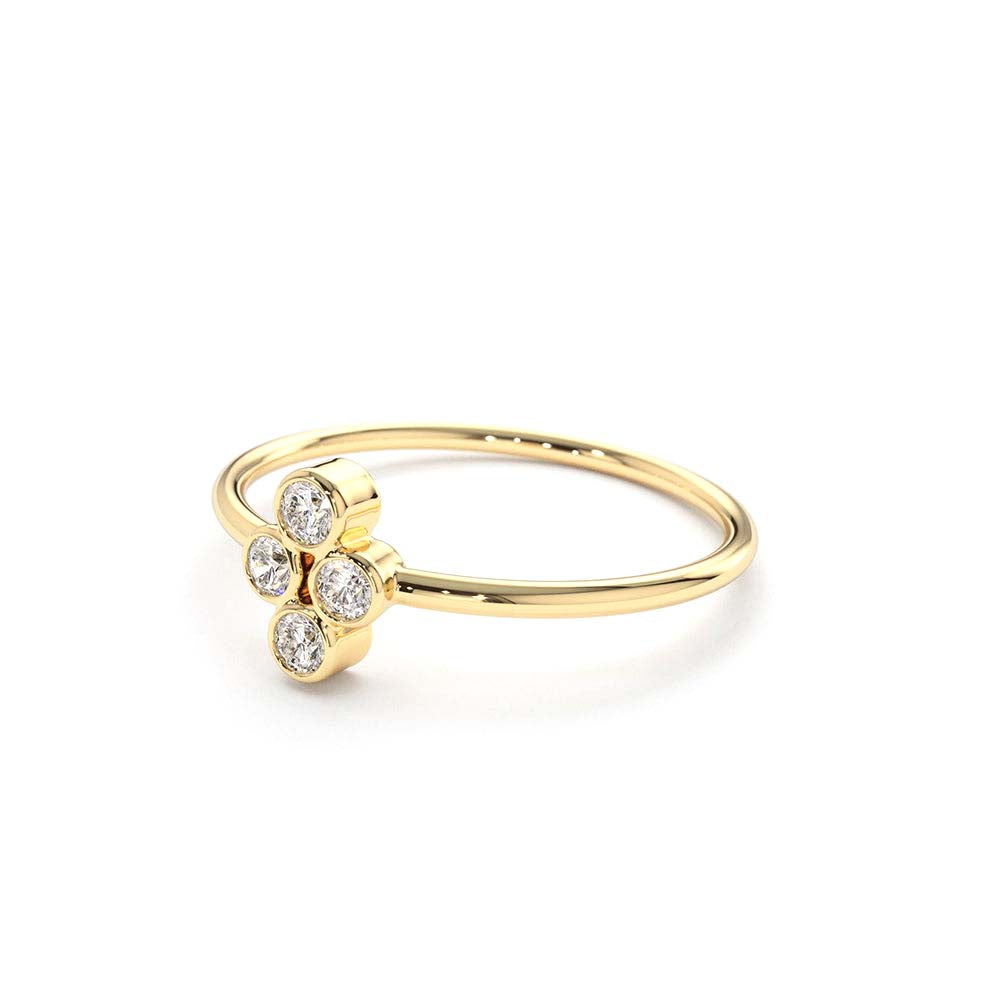 14K Gold Bezel Setting Quad Diamond Ring - view 4