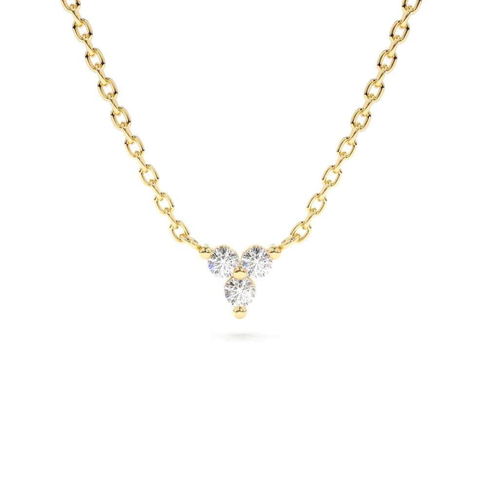 14K Gold Round Cut Diamond Trio Necklace by Orlina Fine