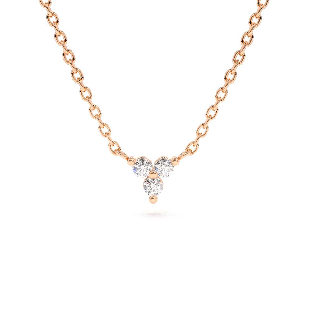 14K Gold Round Cut Diamond Trio Necklace - view 2
