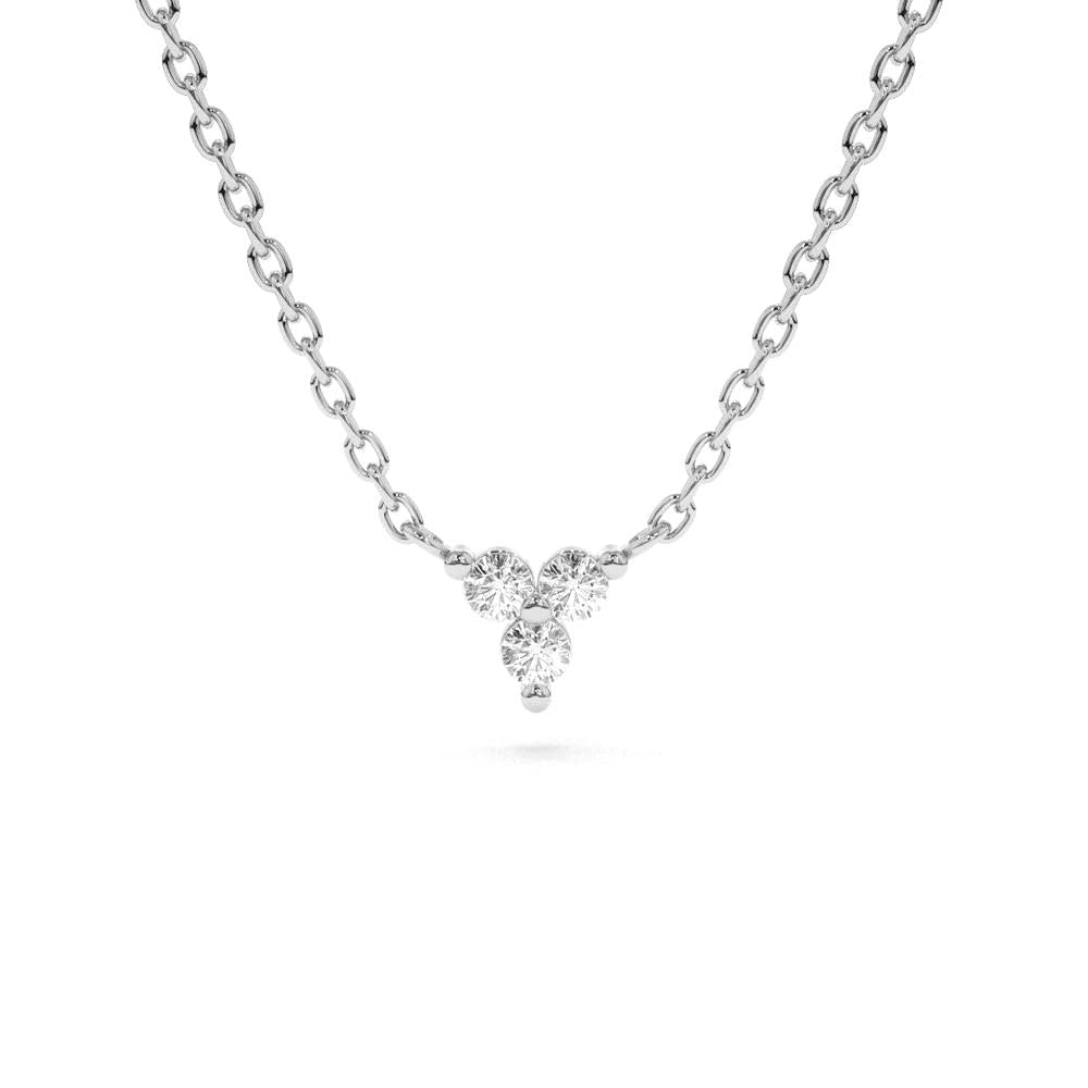 14K Gold Round Cut Diamond Trio Necklace - view 3