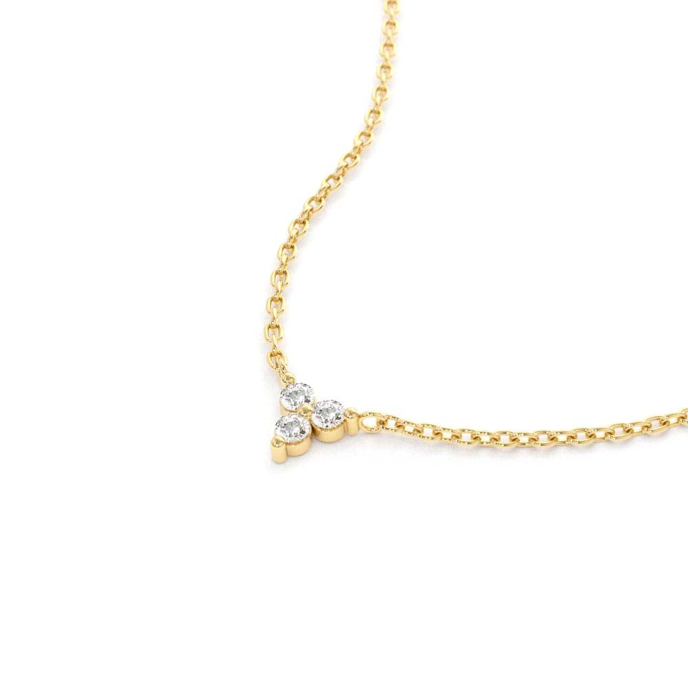 14K Gold Round Cut Diamond Trio Necklace - view 4