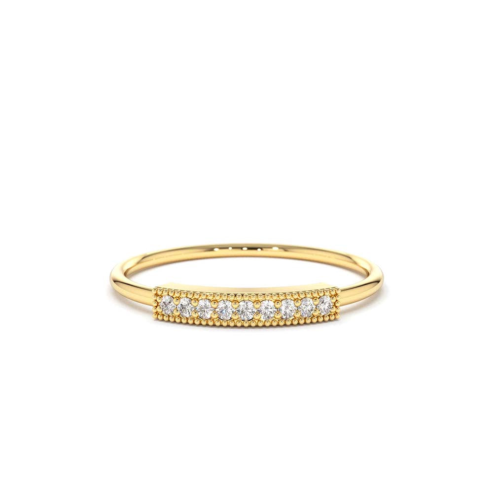 14K Gold Single Row Pave Diamond Ring by Orlina Fine