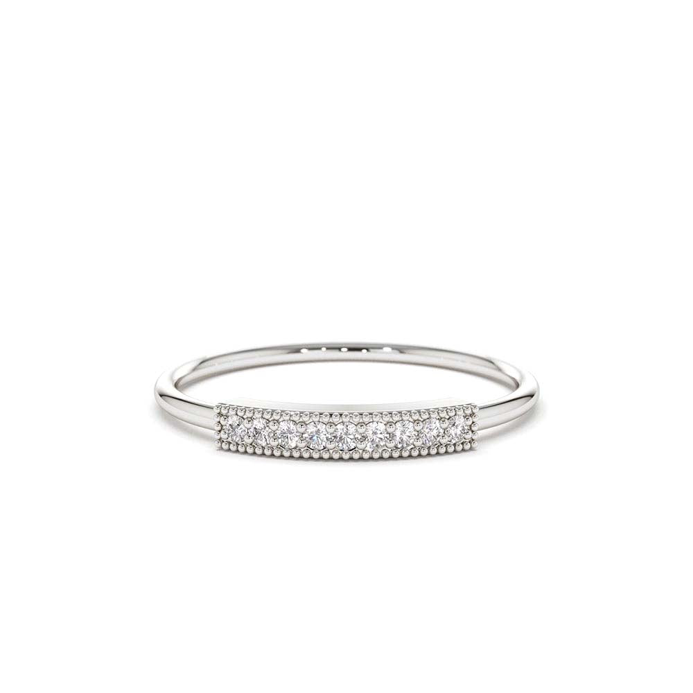 14K Gold Single Row Pave Diamond Ring - view 3
