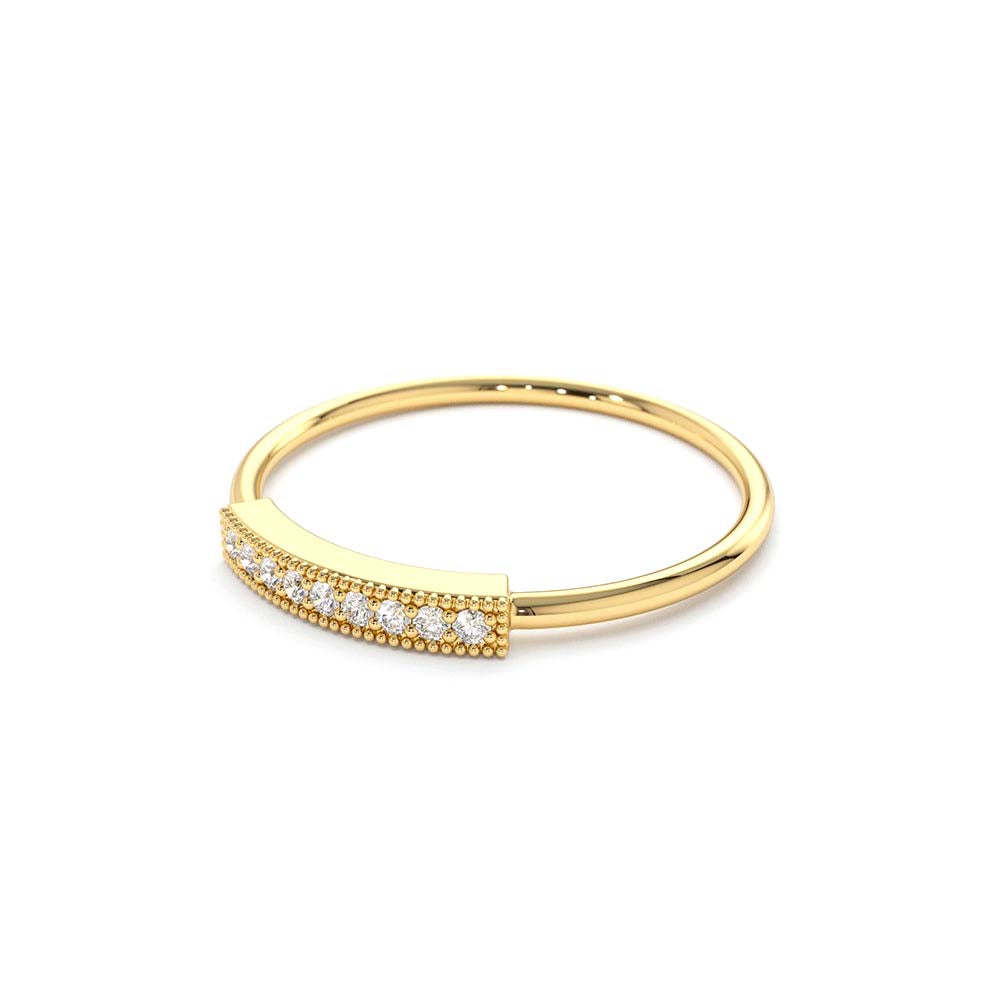 14K Gold Single Row Pave Diamond Ring - view 4