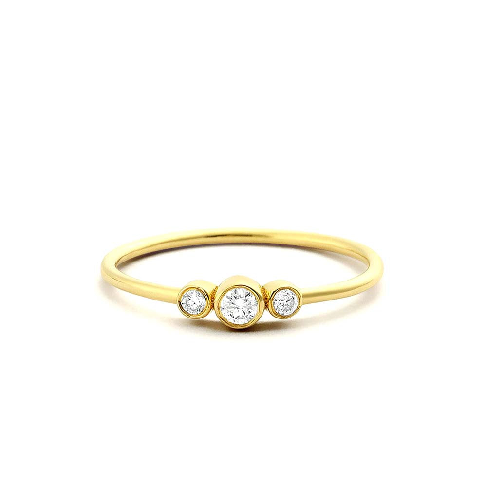 14K Three Stone Diamond Ring by Orlina Fine
