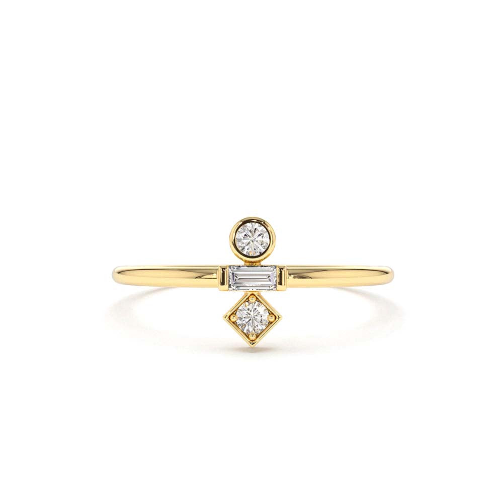 14K Gold Baguette and Round Cut Diamond Ring by Orlina Fine