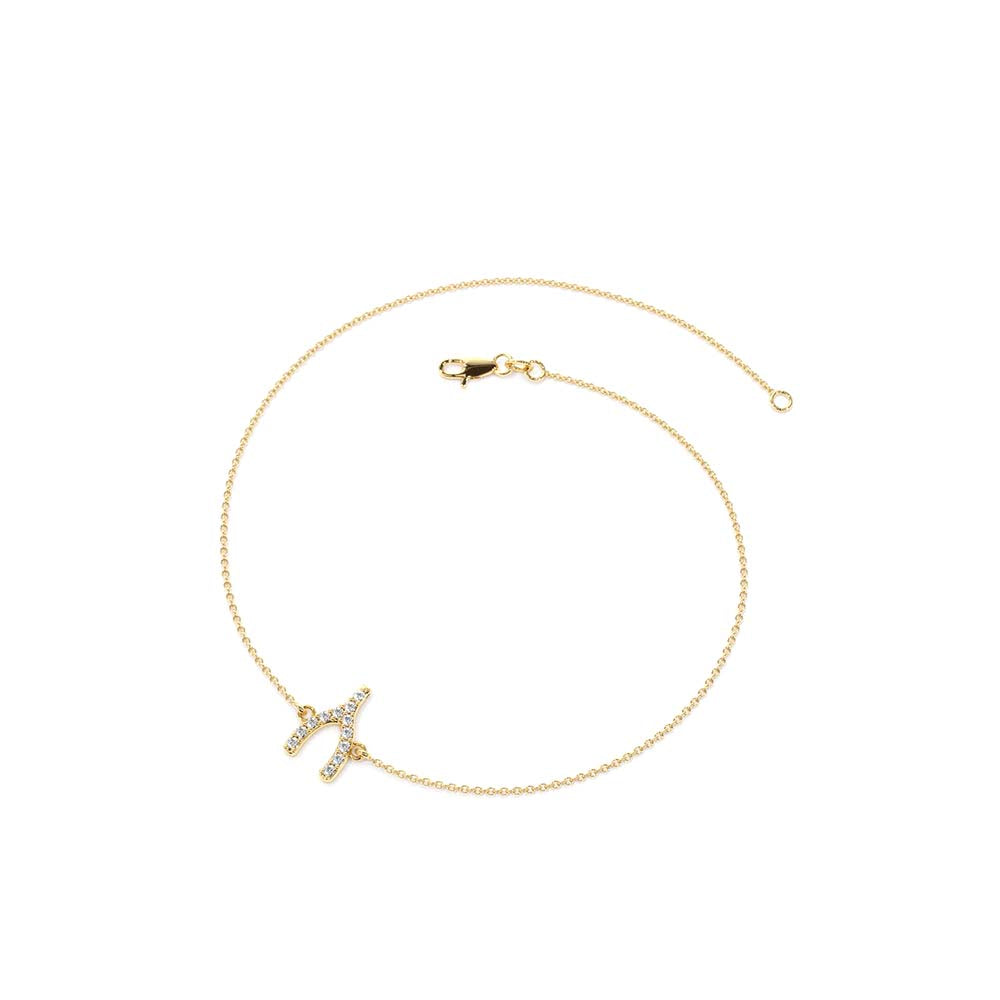 14K Diamond Wishbone Charm Bracelet - view 4