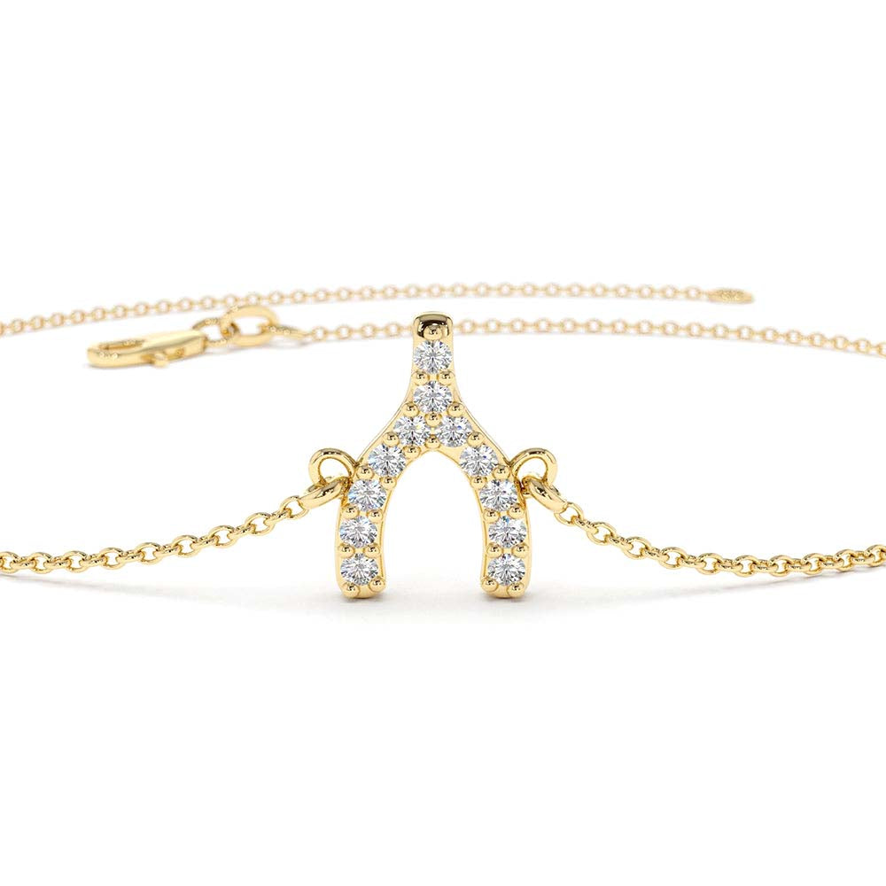 14K Diamond Wishbone Charm Bracelet - view 5
