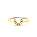14K Horseshoe Ring with Round Cut White Diamonds by Orlina Fine