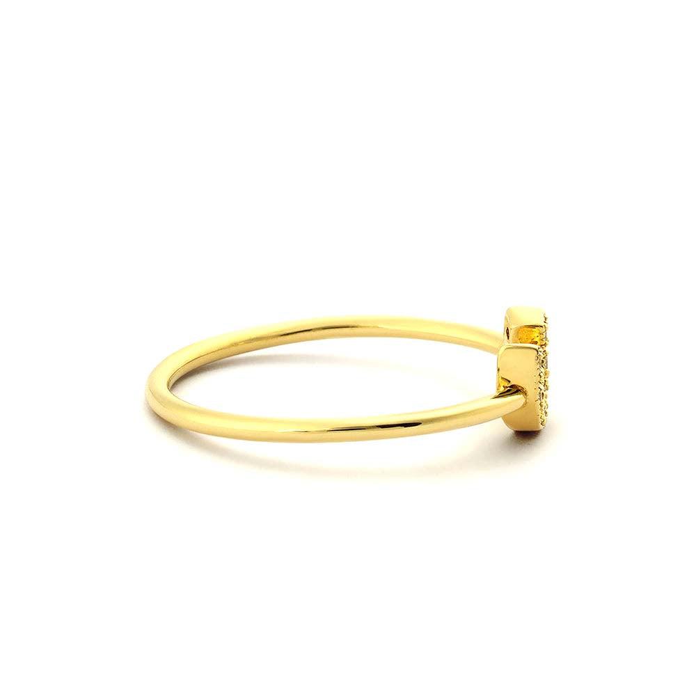 14K Horseshoe Ring with Round Cut White Diamonds - view 5