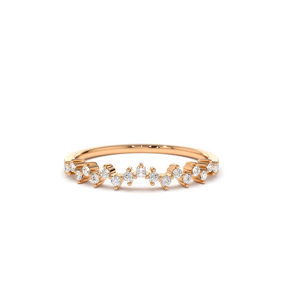 14K Gold Zig Zag Diamond Wedding Band - view 2