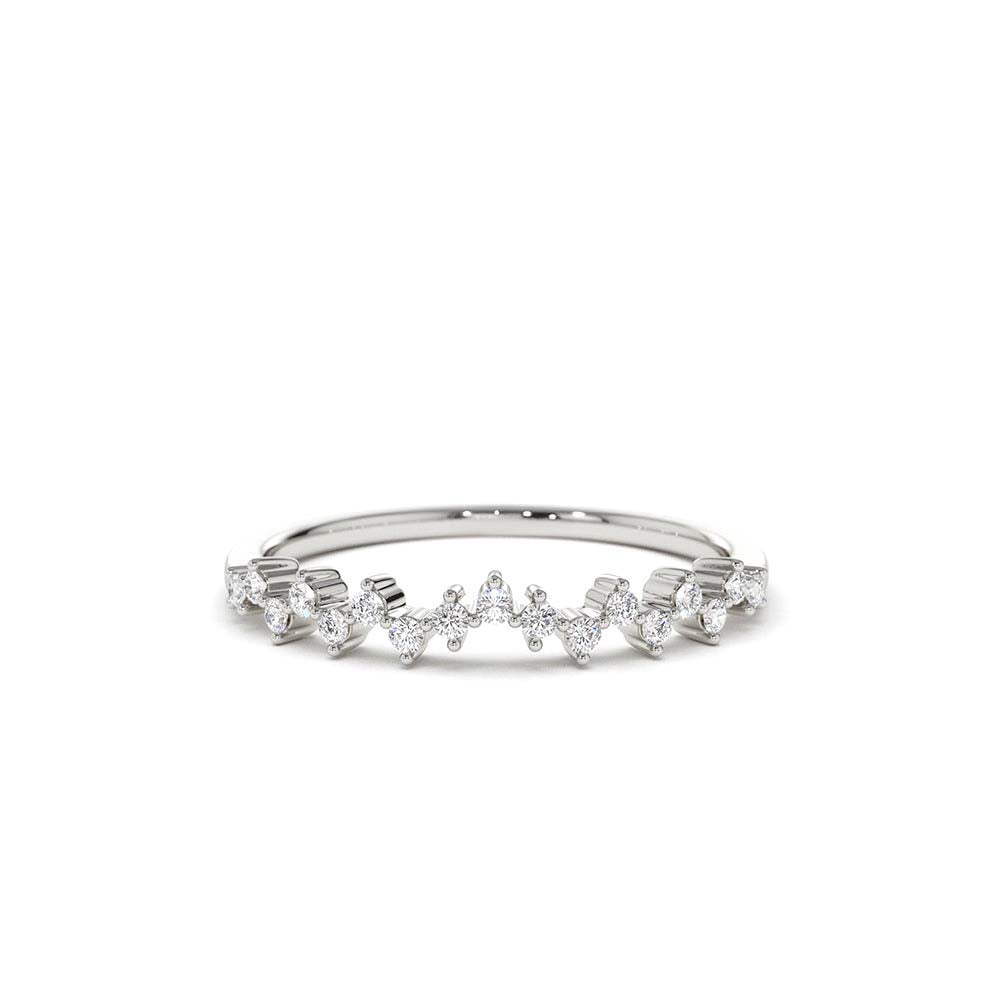 14K Gold Zig Zag Diamond Wedding Band - view 3