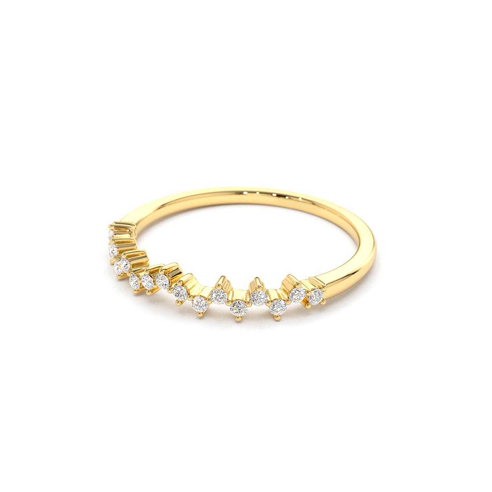 14K Gold Zig Zag Diamond Wedding Band - view 4