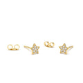 14K Gold Tiny Diamond Star Studs by Orlina Fine