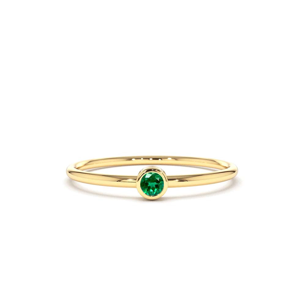 14K Gold Solitaire Emerald Gemstone Ring by Orlina Fine