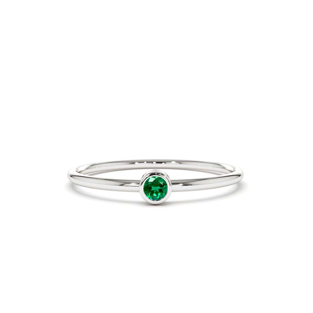 14K Gold Solitaire Emerald Gemstone Ring - view 4