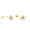 14K Gold Dainty Round Cut Diamond Trio Stud Earring by Orlina Fine