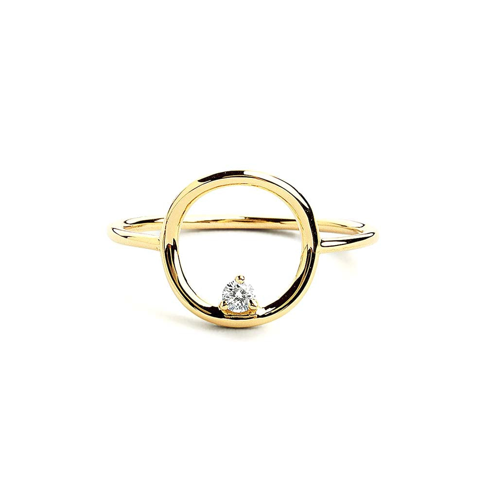 14K Gold Circle Diamond Ring by Orlina Fine