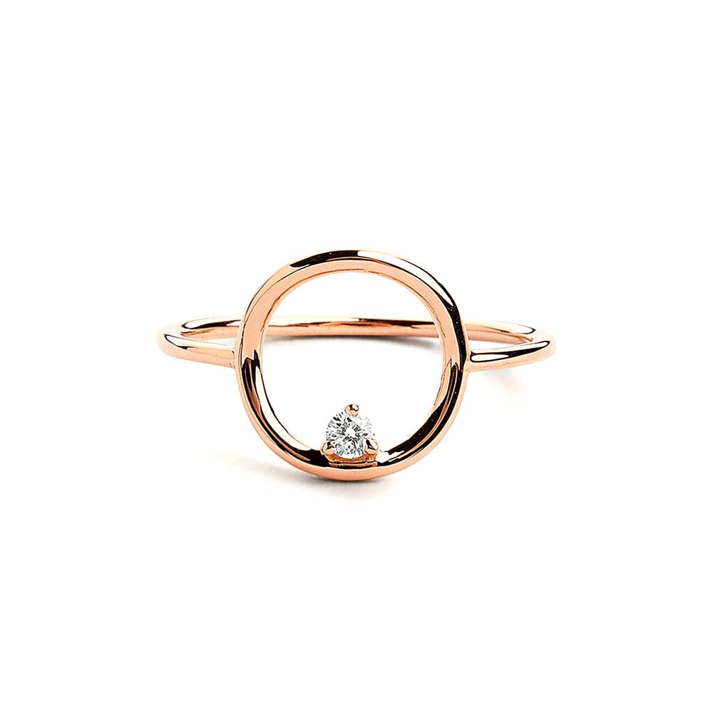 14K Gold Circle Diamond Ring - view 2