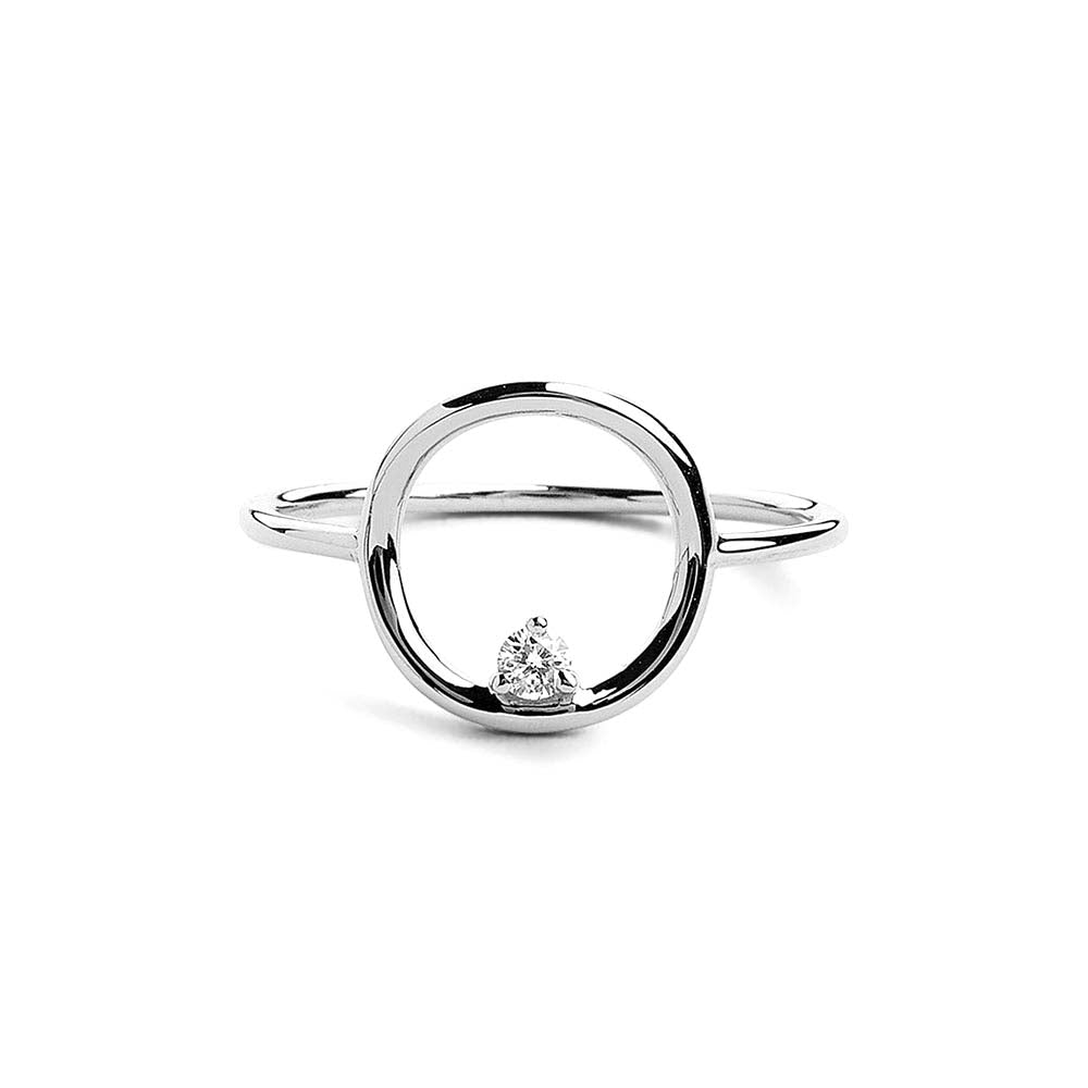 14K Gold Circle Diamond Ring - view 3