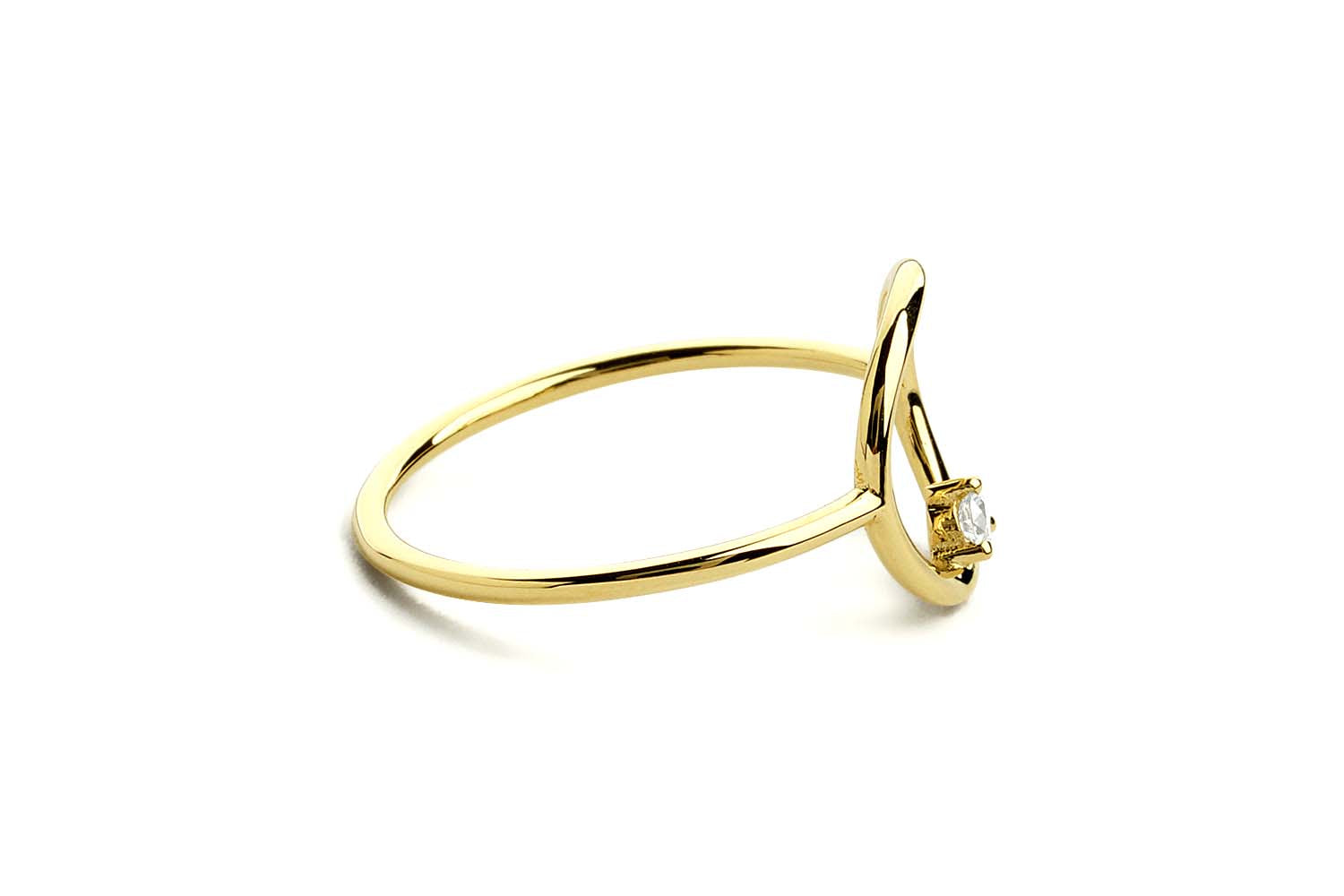 14K Gold Circle Diamond Ring - view 4