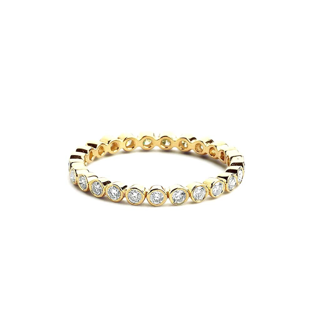 14K Gold Bezel Setting Round Brilliant Cut Diamond Eternity Ring by Orlina Fine