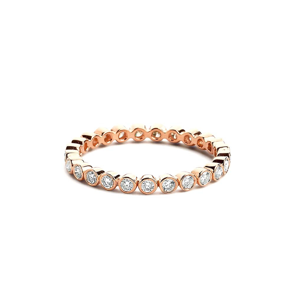 14K Gold Bezel Setting Round Brilliant Cut Diamond Eternity Ring - view 2