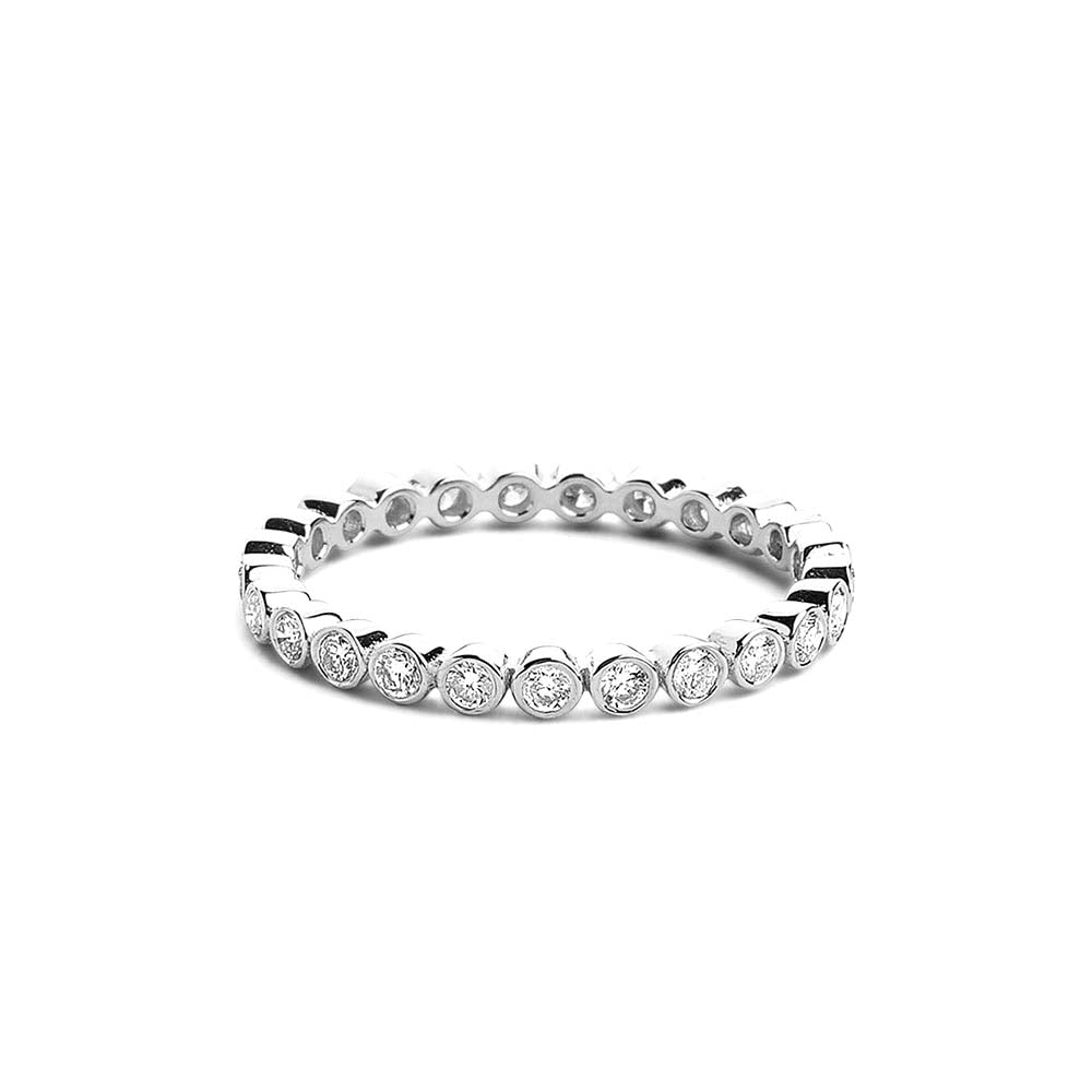 14K Gold Bezel Setting Round Brilliant Cut Diamond Eternity Ring - view 3