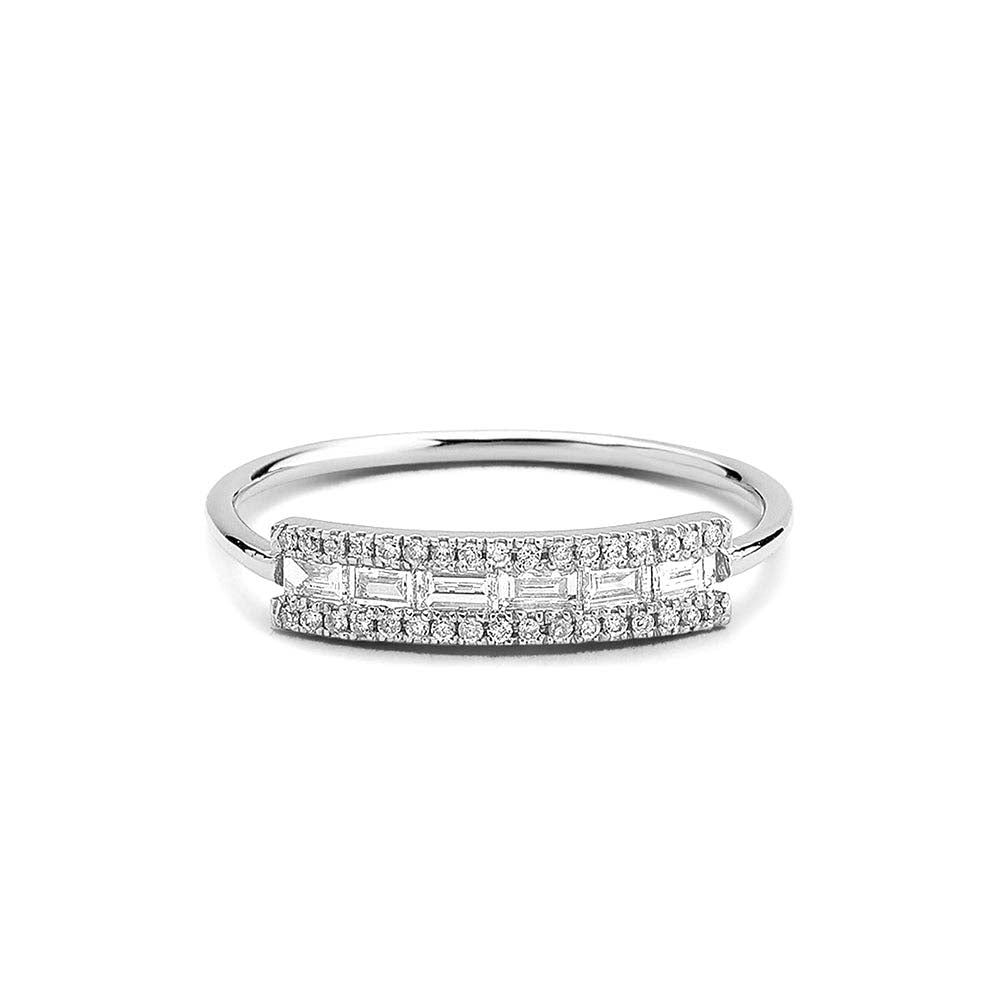 14K Gold Horizontal Baguette Diamond Ring - view 3
