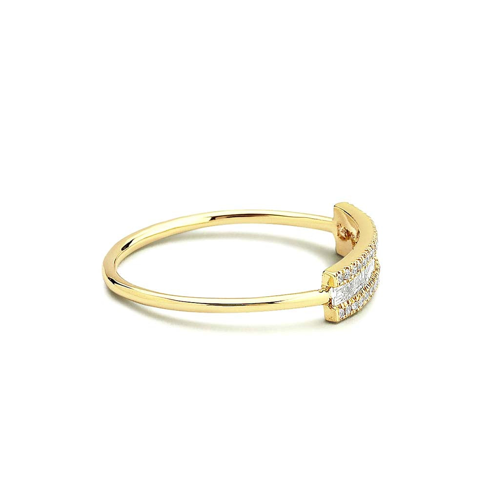 14K Gold Horizontal Baguette Diamond Ring - view 4