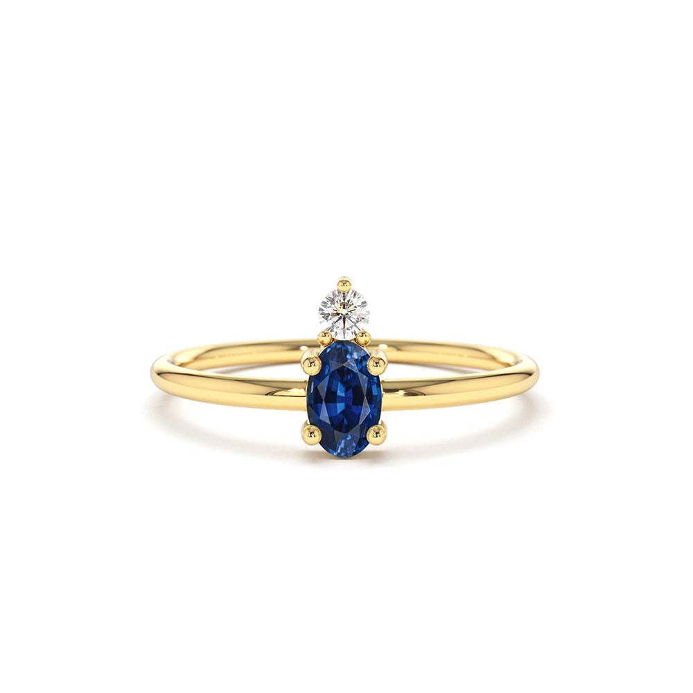 14K Gold Oval Sapphire and Diamond Ring by Orlina Fine