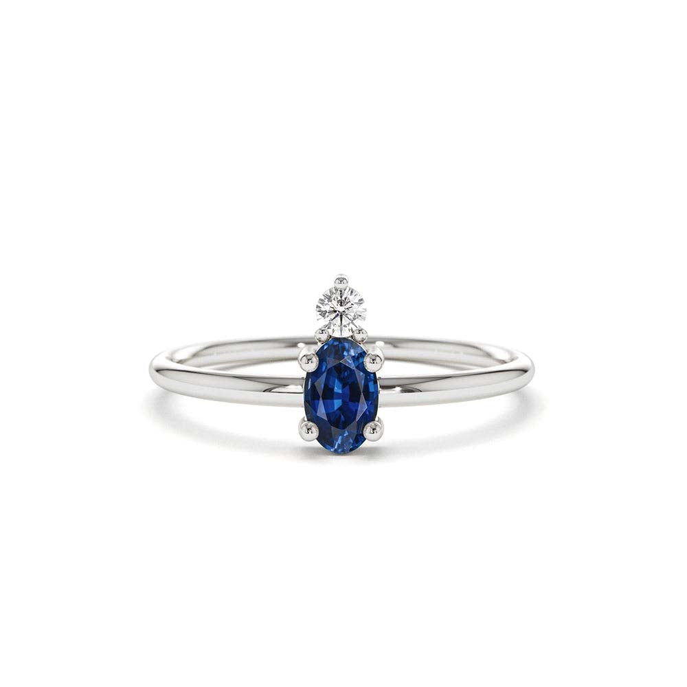 14K Gold Oval Sapphire and Diamond Ring - view 3