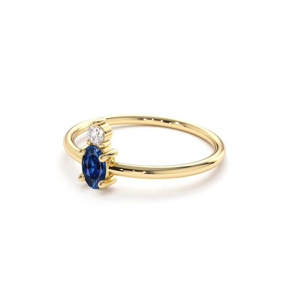 14K Gold Oval Sapphire and Diamond Ring - view 4