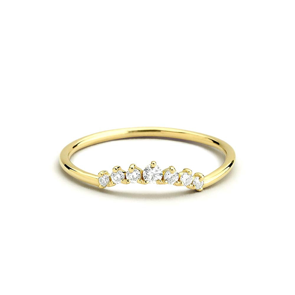 14K Gold Curved Diamond Ring by Orlina Fine