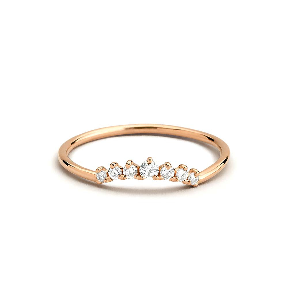 14K Gold Curved Diamond Ring - view 2