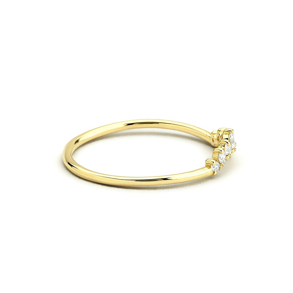 14K Gold Curved Diamond Ring - view 4