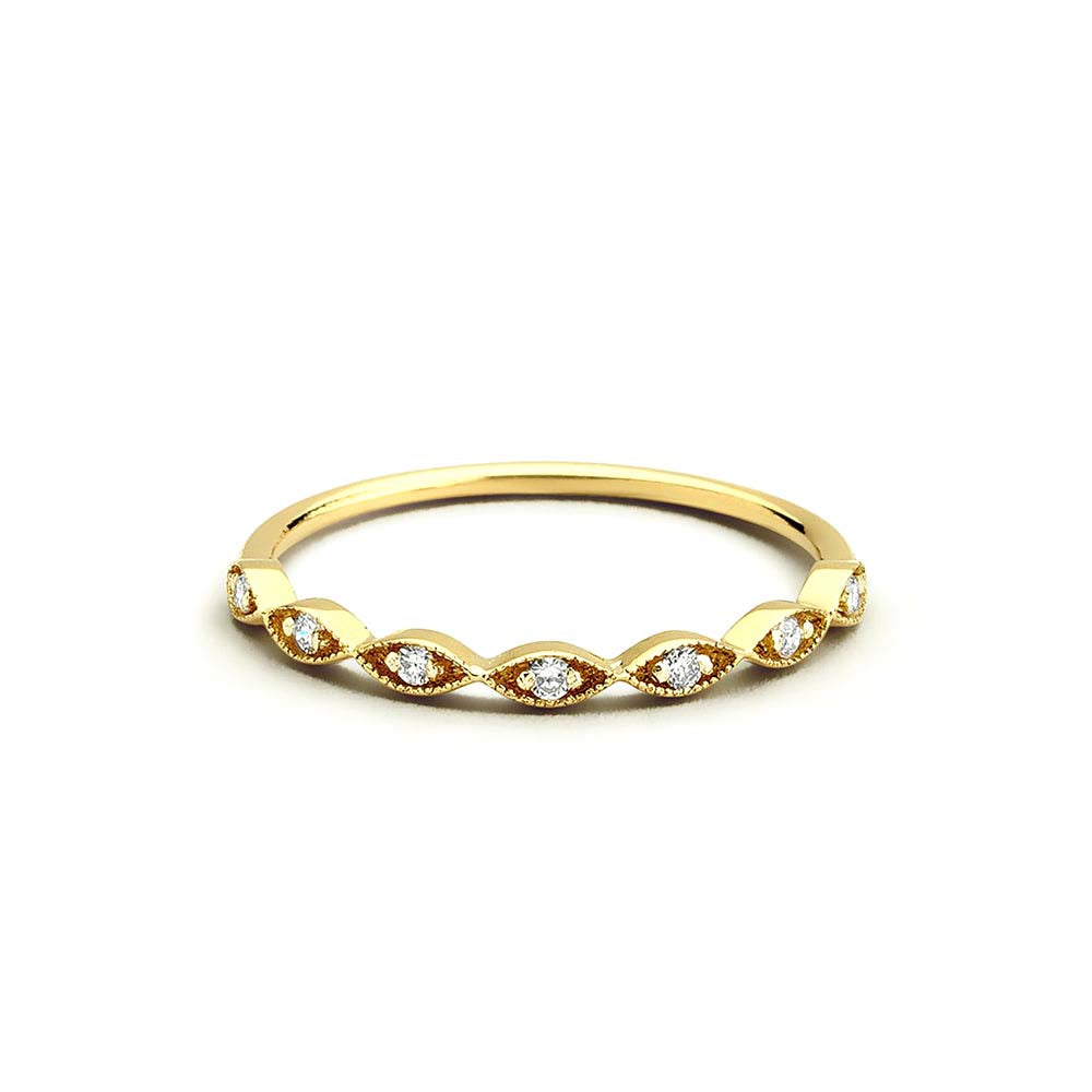 14K Gold Petite Art Deco Wedding Band by Orlina Fine