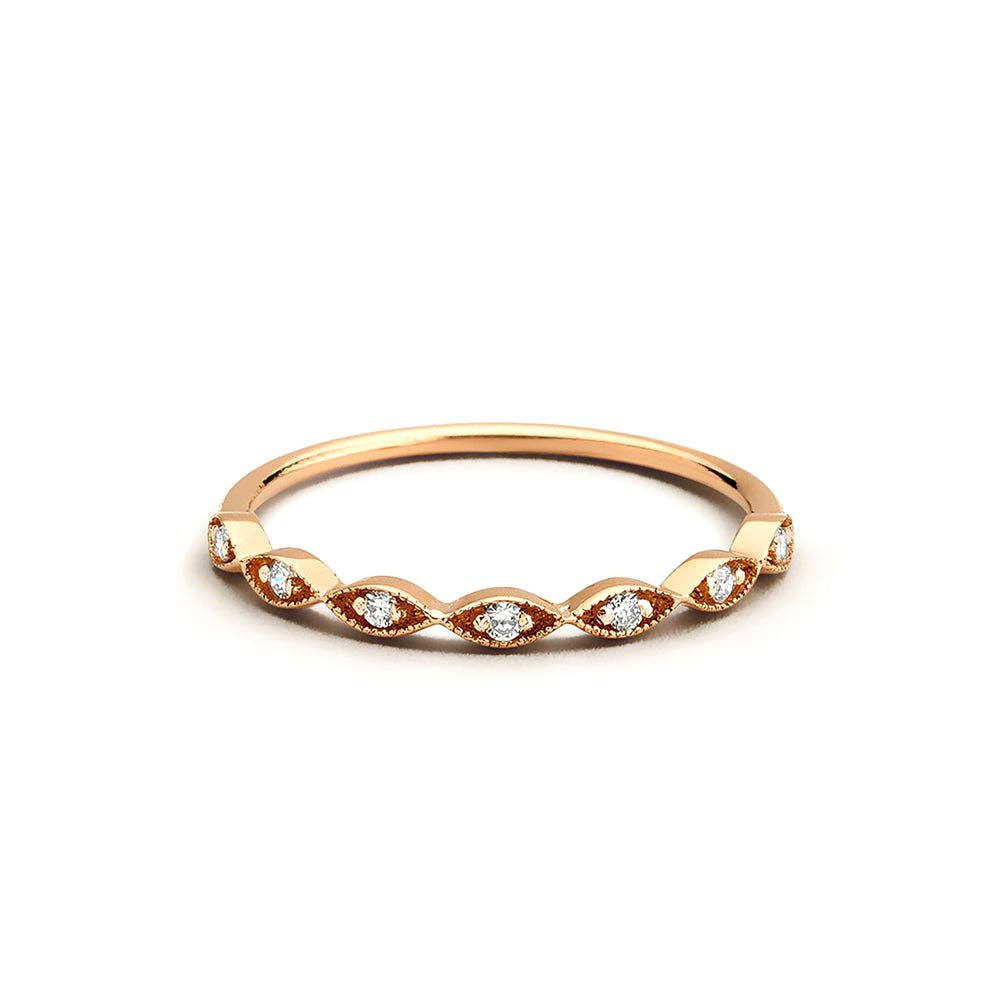 14K Gold Petite Art Deco Wedding Band - view 2