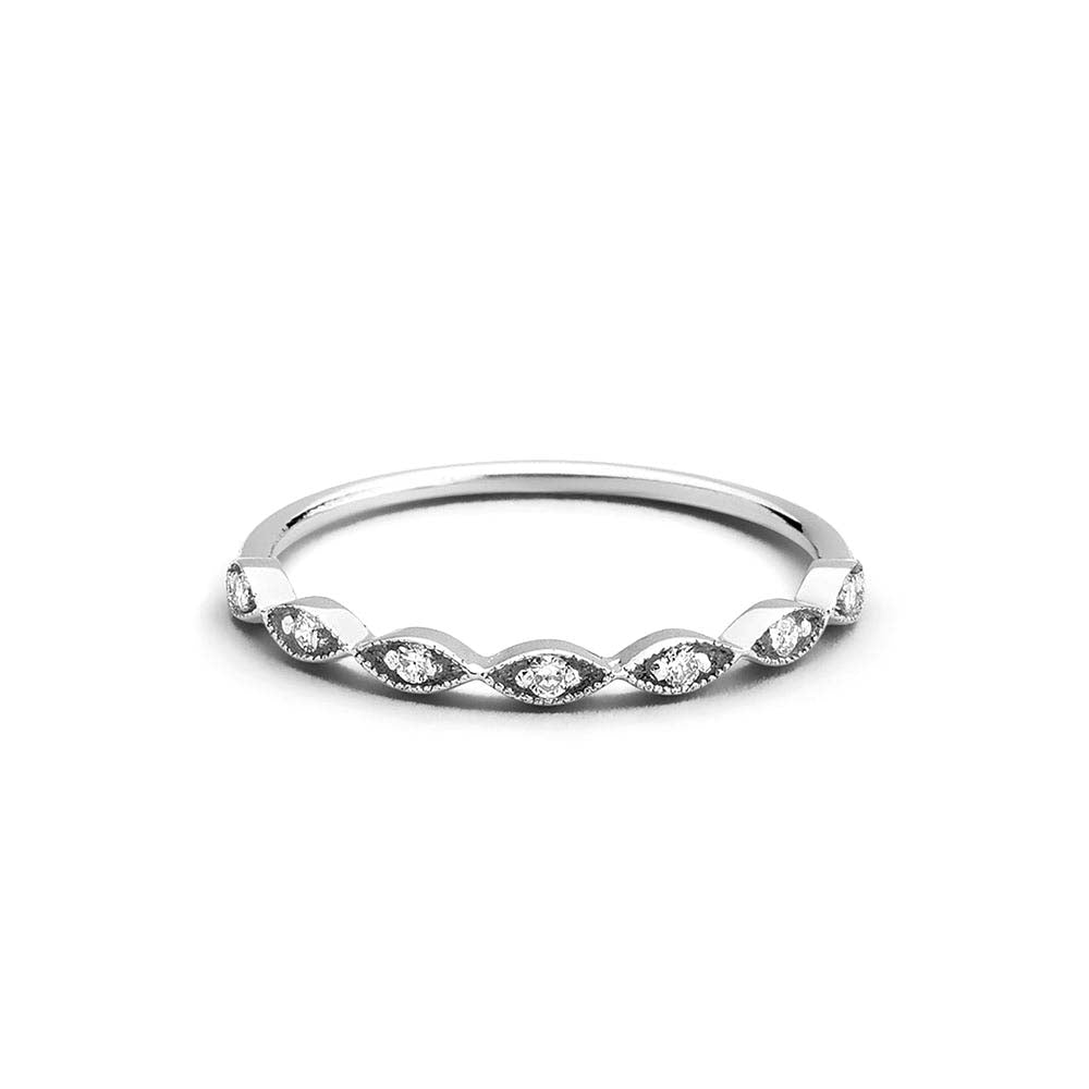 14K Gold Petite Art Deco Wedding Band - view 3