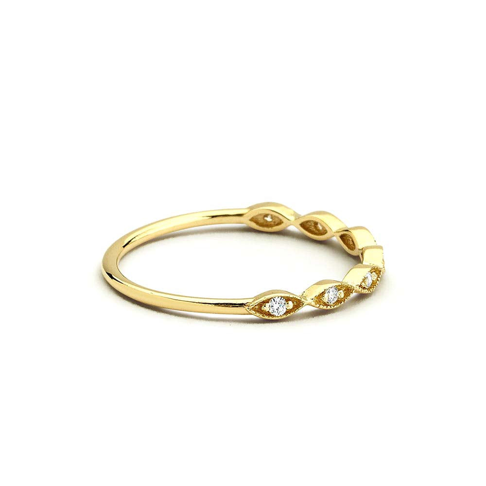 14K Gold Petite Art Deco Wedding Band - view 4