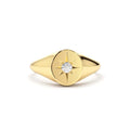 14K Gold Starburst Diamond Signet Ring by Orlina Fine