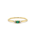 14K Mini Oval Emerald Ring with Diamonds by Orlina Fine