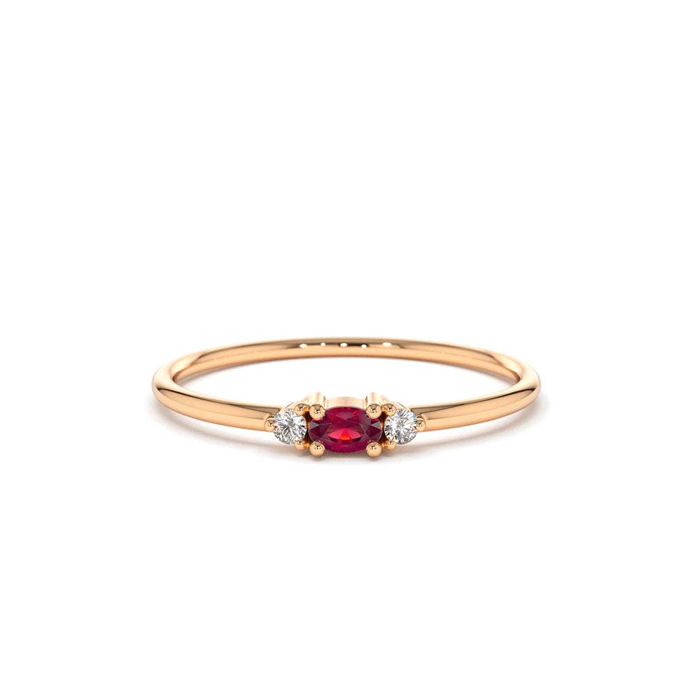 14K Mini Oval Ruby Ring with Diamonds - view 2