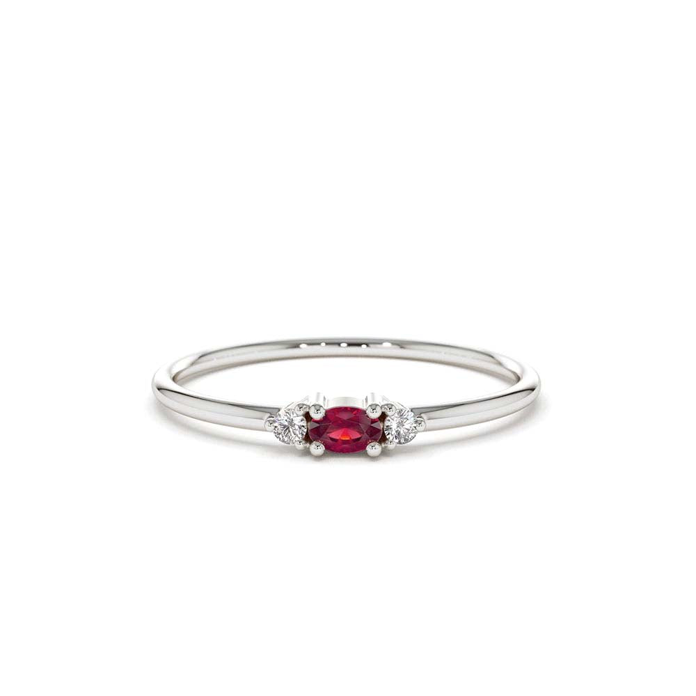 14K Mini Oval Ruby Ring with Diamonds - view 3