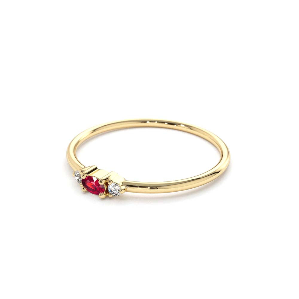 14K Mini Oval Ruby Ring with Diamonds - view 4